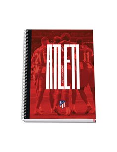 Cahier à spirale Dohe Atletico de Madrid Atleti avec couverture en carton ligné - Format A4 de 100 feuilles 90 g - Feuilles micr
