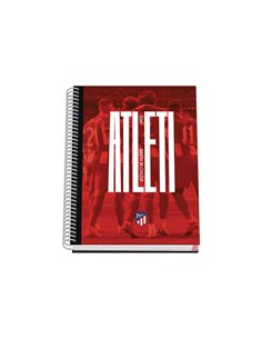 Cahier à spirales Dohe Atletico de Madrid Atleti, couverture rigide - Format A5, 100 feuilles 90 g - Feuilles microperforées à 2