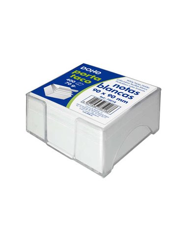 Bloc-notes de bureau Dohe - 90 x 90 mm - Papier blanc 70 g - En plastique injecté transparent