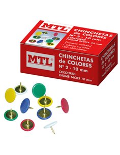 Boîte de 100 punaises Dohe de couleurs assorties n° 2 - Fabriquées avec des matériaux de haute résistance et de haute qualité