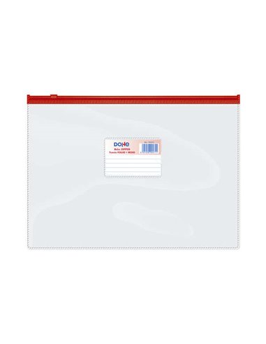 Sac zippé Dohe Paysage Transparent PVC 150 microns - Format Folio - Ouverture par le haut - Fermeture zippée hermétique