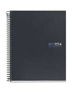 Cahier Miquel Rius Notebook4 A5 à spirales - 160 feuilles lisses microperforées avec 2 trous - Couverture cartonnée extra-rigide