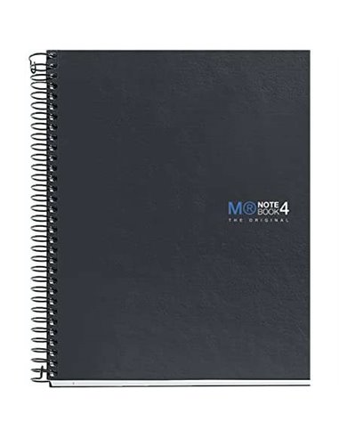 Cahier Miquel Rius Notebook4 A5 à spirales - 160 feuilles lisses microperforées avec 2 trous - Couverture cartonnée extra-rigide