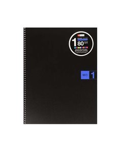 Cahier Miquel Rius 1 Cahier à spirales format A4 - 80 feuilles microperforées à 4 trous - Grille 5x5 - Bande de feuille bleue - 