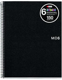 Cahier Miquel Rius Notebook6, spirales A4 horizontales, 7 mm, 150 feuilles de 70 g, microperforées à 4 trous, couverture en poly