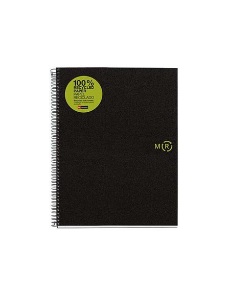 Cahier Miquel Rius Notebook4 Eco Spiral Format A4 - Papier 100 % recyclé post-consommation - 120 feuilles micro-perforées 80 g a
