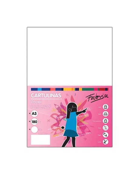 Paquet de 100 feuilles de papier cartonné Fabrisa 180 g/m² - Format A3 - Blanc