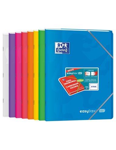 Cahier agrafé Oxford Easybook Max A4 - Couverture plastique résistante - 1 ligne avec 2 marges - 48 feuilles de papier de haute 