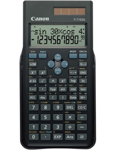 Calculatrice scientifique Canon F-715SG avec écran LCD 2 lignes et 16 chiffres - Calcul interne à 16 chiffres - 250 fonctions et
