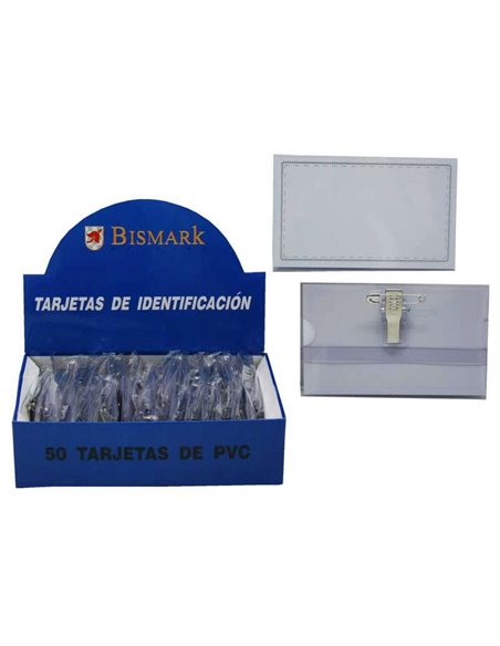 Porte-étiquette nominative Bismark avec clip et épingle - 9,5 x 5,7 cm - Clip à ongle pour un changement d'étiquette facile - Tr