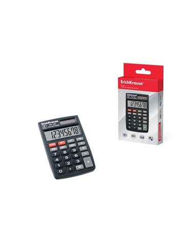 Calculatrice électronique Erichkrause à 8 chiffres - Écran LCD à 8 chiffres - Fonctions de calcul avancées - Mémoire - Pile alca