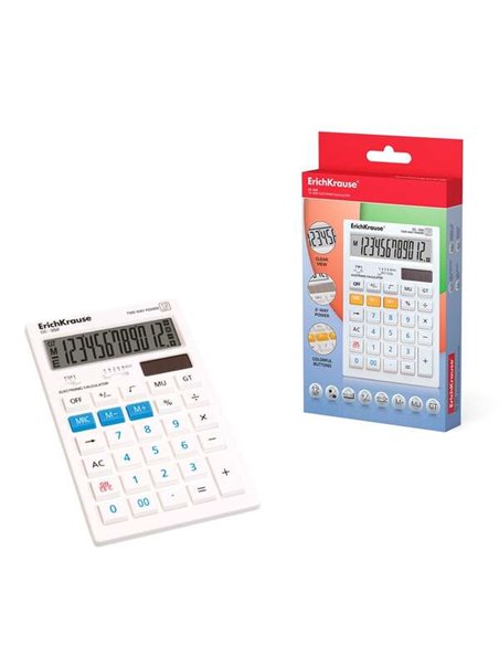 Calculatrice électronique ErichKrause CC-352 à 12 chiffres - Écran LCD - Fonctions mathématiques de base - Mémoire - Fonctionnem