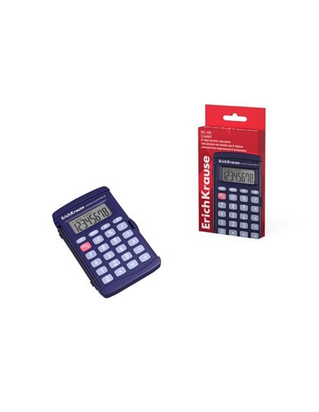 Calculatrice de poche classique ErichKrause PC-131 avec écran LCD à 8 chiffres - Bleu foncé