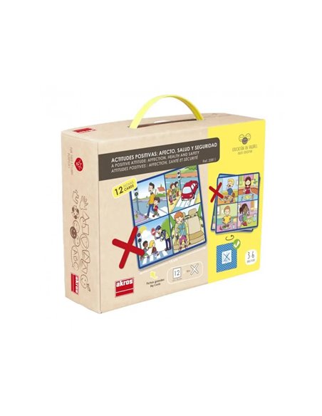 VIVRE ENSEMBLE AKROS ATTITUDES POSITIVES JEU EDUCATIF 4 IMAGES PAR CARTON  12 CARTES ET 12 CROIX EN