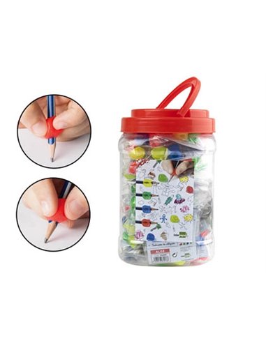 ADAPTATEUR CRAYON LIDERPAPEL PLASTIQUE IDÉAL APPRENTISSAGE ÉCRITURE GAUCHER/DROITIER COULEUR BLEU ROUGE PAQUET 2 UNITÉS