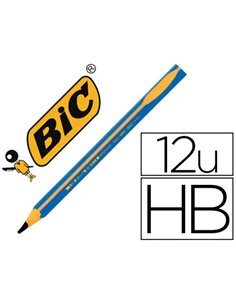 CRAYON GRAPHITE BIC D'APPRENTISSAGE CORPS TRIANGULAIRE MINE ULTRA-SOLIDE HB 4MM COLORIS BLEU