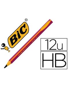 CRAYON GRAPHITE BIC D'APPRENTISSAGE CORPS TRIANGULAIRE MINE ULTRA-SOLIDE HB 4MM COLORIS ROSE