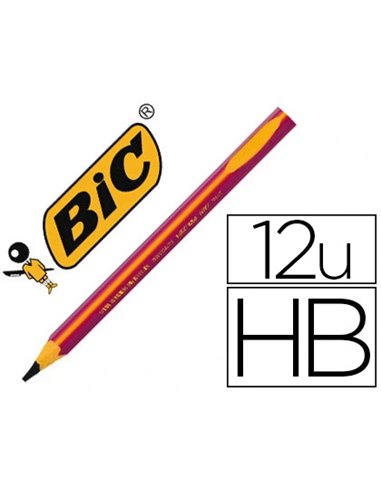 CRAYON GRAPHITE BIC D'APPRENTISSAGE CORPS TRIANGULAIRE MINE ULTRA-SOLIDE HB 4MM COLORIS ROSE