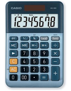Calculatrice de bureau Casio MS80E à 8 chiffres - Touche double zéro - Symboles de commande de fonction - Calcul de pourcentage 