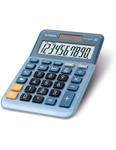 Calculatrice de bureau Casio MS-100EM - Écran LCD 10 chiffres - Fonctionne à l'énergie solaire et à piles - Bleue