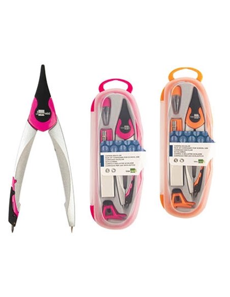 COMPAS LIDERPAPEL ADAPTATEUR UNIVERSEL MINES TAILLE-MINES  ET GOMME COLORIS ASSORTIS