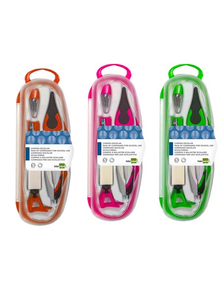 COMPAS LIDERPAPEL ADAPTATEUR UNIVERSEL MINES TAILLE-MINES  ET GOMME COLORIS ASSORTIS