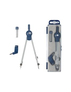 COMPAS LIDERPAPEL ARTICULÉ 1 BRANCHE CIRCONFÉRENCE 38CM LONGUEUR 12.5CM BAGUE MINE 2MM ÉTUI PLATIQUE 2