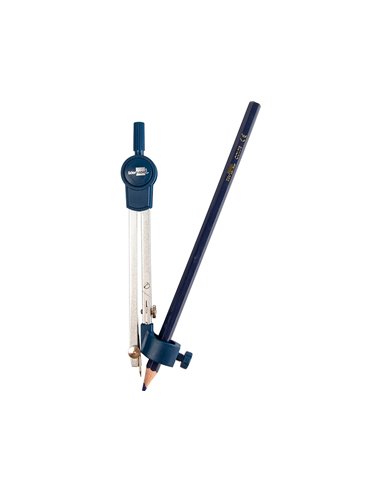COMPAS LIDERPAPEL ARTICULÉ 1 BRANCHE CIRCONFÉRENCE 38CM LONGUEUR 12.5CM BAGUE MINE 2MM ÉTUI PLATIQUE