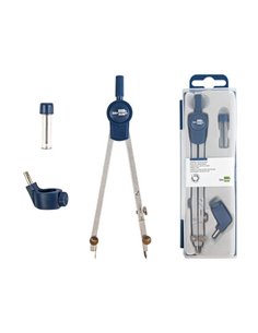 COMPAS LIDERPAPEL ARTICULÉ 2 BRANCHES CIRCONFÉRENCE 48CM LONGUEUR 15CM BAGUE MINE 2MM ÉTUI PLASTIQUE