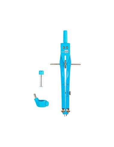 COMPAS LIDERPAPEL MICROMÉTRIQUE ARTICULÉ 2 BRANCHES ADAPTATEUR CIRCONFÉRENCE 32CM LONGUEUR 17CM MINES 2MM ÉTUI PLASTIQUE