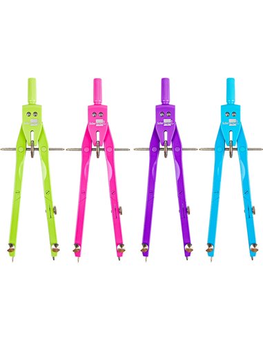 COMPAS LIDERPAPEL MICROMÉTRIQUE ARTICULÉ 2 BRANCHES ADAPTATEUR CIRCONFÉRENCE 32CM LONGUEUR 17CM MINES 2MM ÉTUI PLASTIQUE
