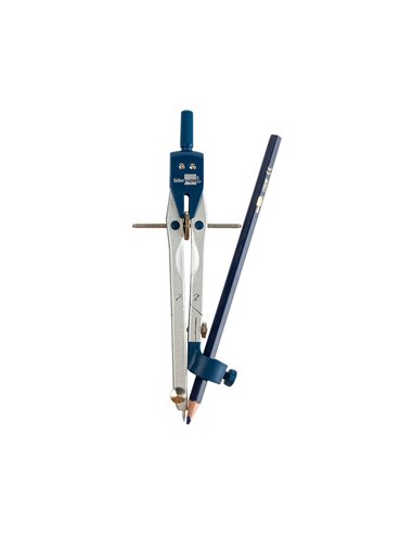 COMPAS LIDERPAPEL MICROMÉTRIQUE ARTICULÉ 2 BRANCHES CIRCONFÉRENCE 38CM LONGUEUR 17CM BAGUE MINES 2MM ÉTUI