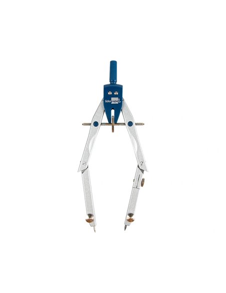 COMPAS LIDERPAPEL MICROMÉTRIQUE ARTICULÉ 2 BRANCHES CIRCONFÉRENCE 38CM LONGUEUR 17CM BAGUE MINES 2MM ÉTUI