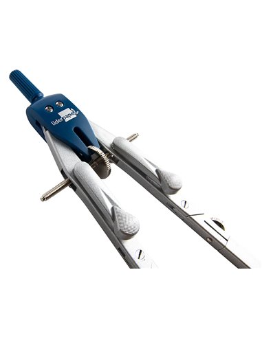 COMPAS LIDERPAPEL MICROMÉTRIQUE ARTICULÉ 2 BRANCHES CIRCONFÉRENCE 38CM TOUCHE RÉGLAGE RAPIDE BAGUE MINE 2MM ÉTUI