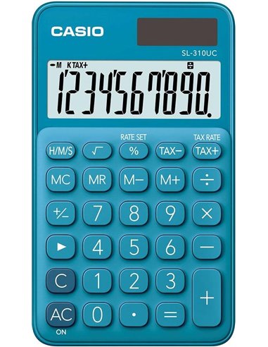 Calculatrice de poche Casio SL-310UC - Calculatrice fiscale - Écran LCD 10 chiffres - Fonctionne à l'énergie solaire et à piles 