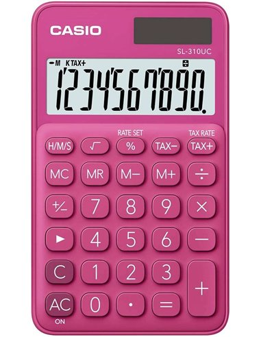 Calculatrice de poche Casio SL-310UC - Calculatrice fiscale - Écran LCD 10 chiffres - Fonctionne à l'énergie solaire et à piles 