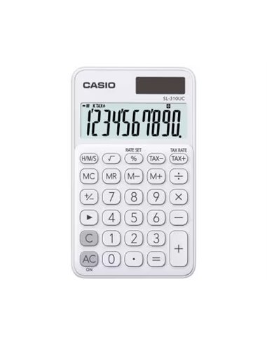 Calculatrice de poche Casio SL-310UC avec écran LCD à 10 chiffres - Calculatrice fiscale - Alimentation solaire et par batterie 