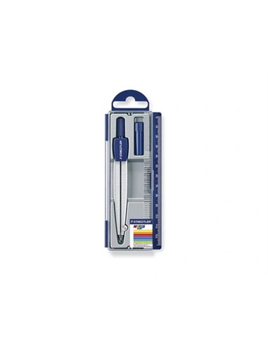 COMPAS STAEDTLER 550 50 BRANCHE POINTE SÈCHE INTERCHANGEABLE RÉGLETTE GRADUÉE MINES 2MM ÉTUI RIGIDE
