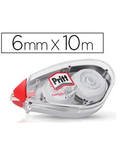 CORRECTEUR PRITT COMPACT DÉVIDOIR RUBAN 6MMX10M 1 LIGNE APPLICATION FRONTALE RÉÉCRITURE IMMÉDIATE PROTECTION EMBOUT