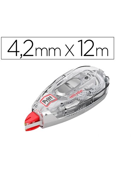 CORRECTEUR PRITT RECHARGEABLE DÉVIDOIR RUBAN 4.2MMX12M RÉÉCRITURE IMMÉDIATE EMBOUT RÉTRACTABLE