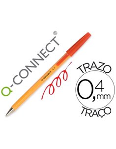 STYLO-BILLE Q-CONNECT ÉCRITURE FINE 0.3MM ENCRE CLASSIQUE BILLE INDÉFORMABLE CAPUCHON ENCRE COULEUR ROUGE