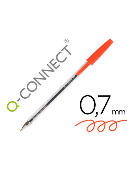 STYLO-BILLE Q-CONNECT ÉCRITURE MOYENNE 0.7MM ENCRE CLASSIQUE BILLE INDÉFORMABLE CAPUCHON COULEUR ENCRE ROUGE
