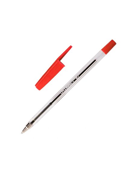 STYLO-BILLE Q-CONNECT ÉCRITURE MOYENNE 0.7MM ENCRE CLASSIQUE BILLE INDÉFORMABLE CAPUCHON COULEUR ENCRE ROUGE