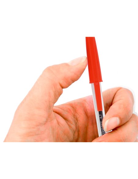 STYLO-BILLE Q-CONNECT ÉCRITURE MOYENNE 0.7MM ENCRE CLASSIQUE BILLE INDÉFORMABLE CAPUCHON COULEUR ENCRE ROUGE