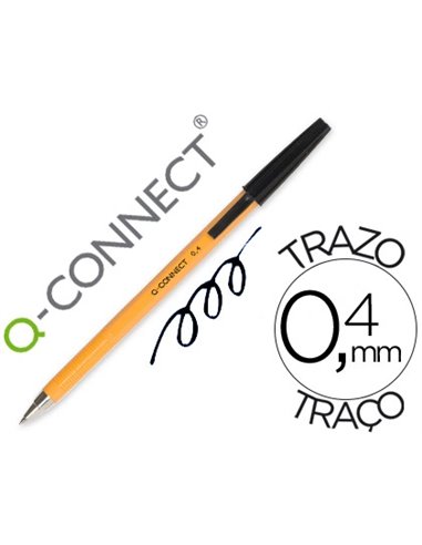 STYLO-BILLE Q-CONNECT ÉCRITURE FINE 0.3MM ENCRE CLASSIQUE BILLE INDÉFORMABLE CAPUCHON ENCRE COULEUR NOIR