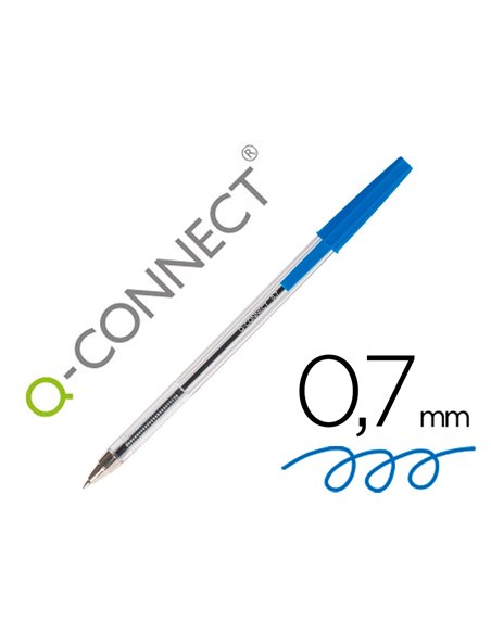 STYLO-BILLE Q-CONNECT ÉCRITURE MOYENNE 0.7MM ENCRE CLASSIQUE BILLE INDÉFORMABLE CAPUCHON COULEUR ENCRE BLEU