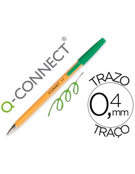 STYLO-BILLE Q-CONNECT ÉCRITURE FINE 0.3MM ENCRE CLASSIQUE BILLE INDÉFORMABLE CAPUCHON ENCRE COULEUR VERT