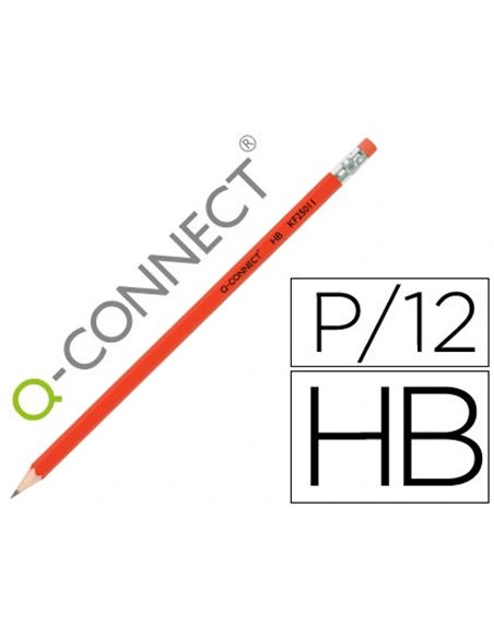 CRAYON GRAPHITE Q-CONNECT HB CORPS HEXAGONAL USAGE COURANT BOUT GOMME