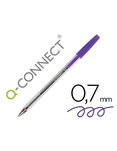 STYLO-BILLE Q-CONNECT ÉCRITURE MOYENNE 0.7MM ENCRE CLASSIQUE BILLE INDÉFORMABLE CAPUCHON ENCRE COULEUR VIOLET