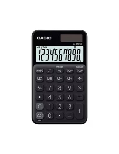 Calculatrice de poche Casio SL-310UC - Calculatrice fiscale - Écran LCD 10 chiffres - Fonctionne à l'énergie solaire et à piles 